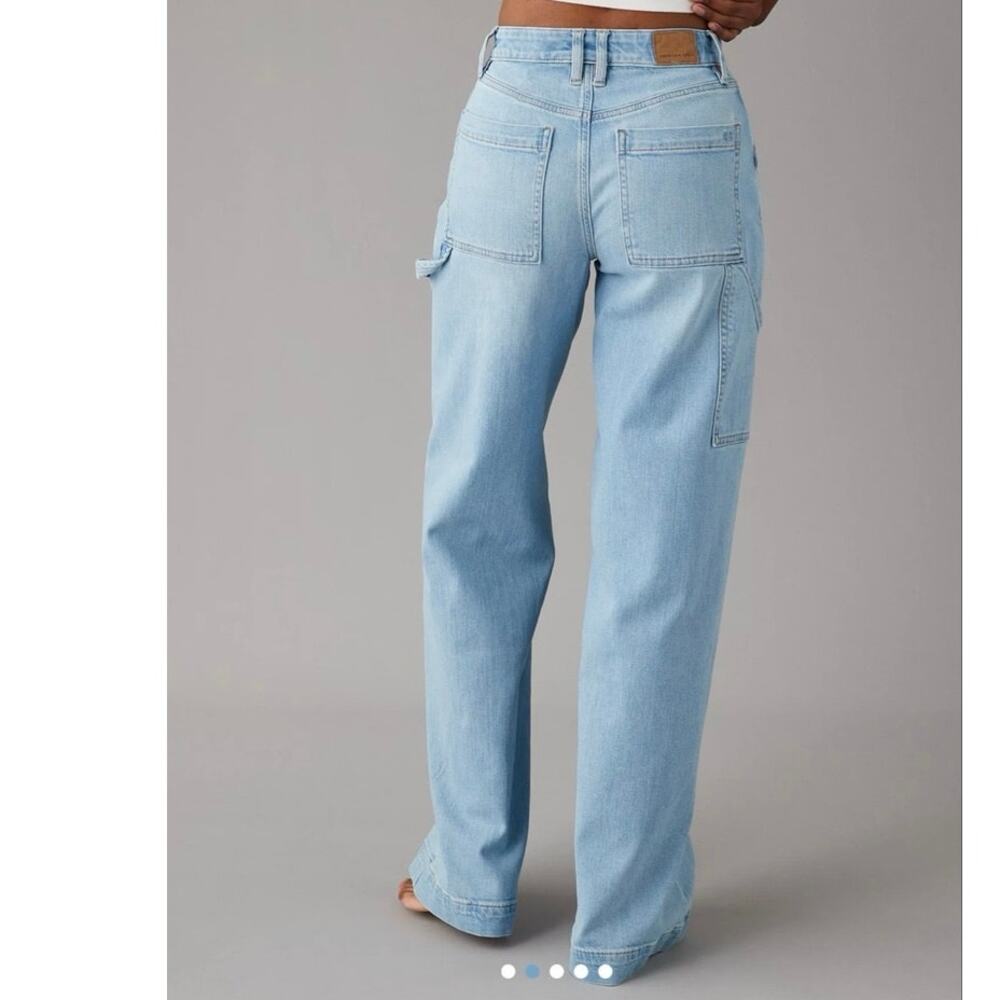 American Eagle Stretch Super High Rise Baggy Wide Leg Jean Womens 2 Regular Blue - Picture 7 of 7